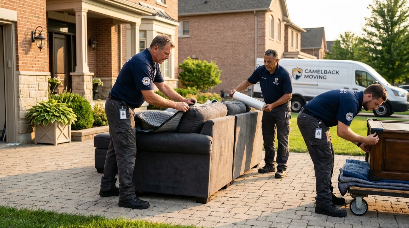 Large estate moving crew wrapping furniture in Santa Clarita, CA