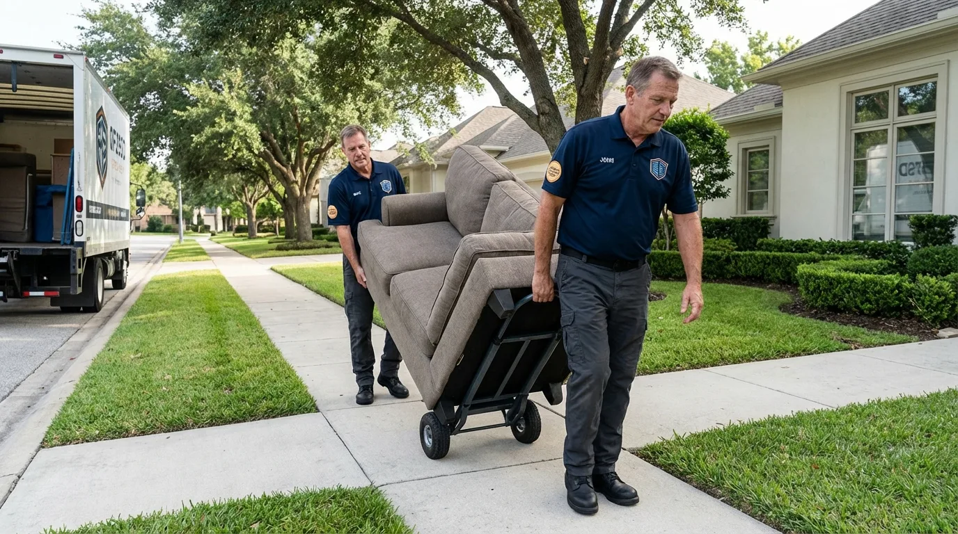 Local residential moving crew loading furniture in Santa Clarita, CA